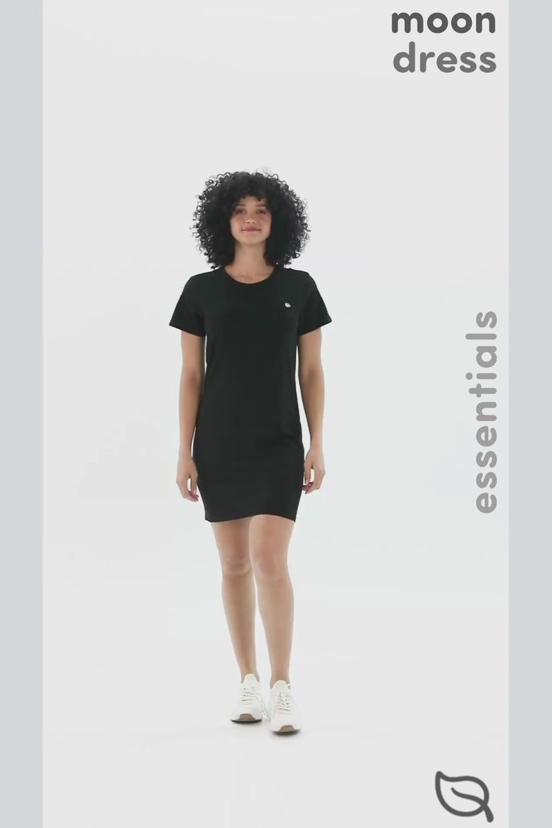 W Moon Air Organic Cotton Dress - Black