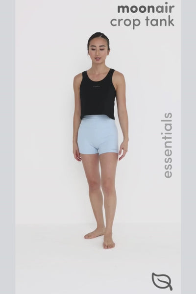 W Moon Air Cropped Singlet Tank - Black