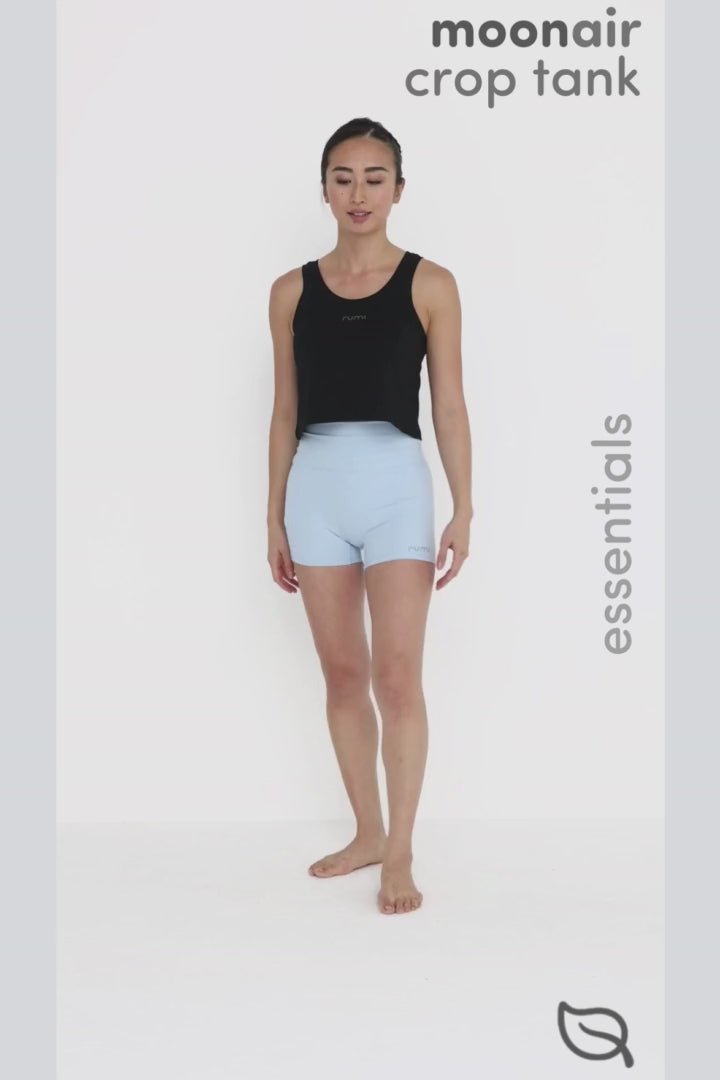 W Moon Air Cropped Singlet Tank - Black